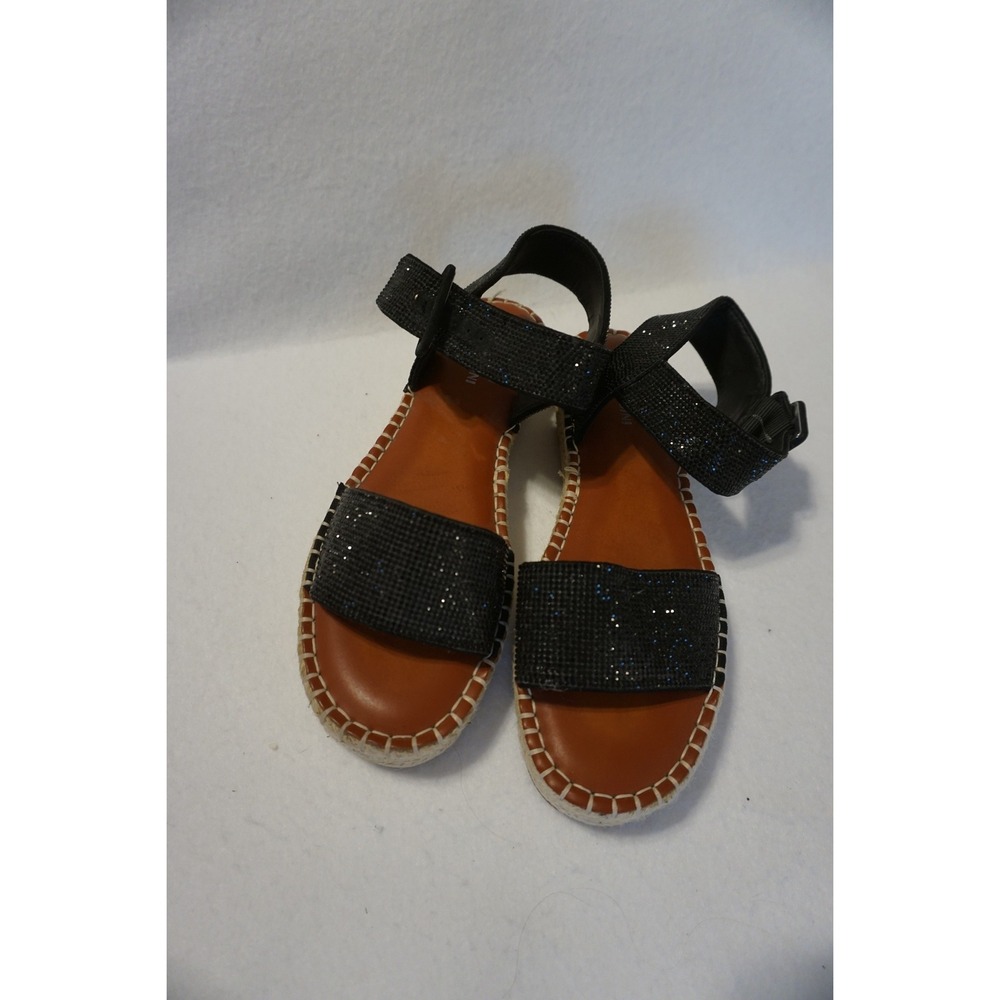 Gianni Bini Black Rhinestone Espadrille Sandals Ankle Strap Platform 9.5M